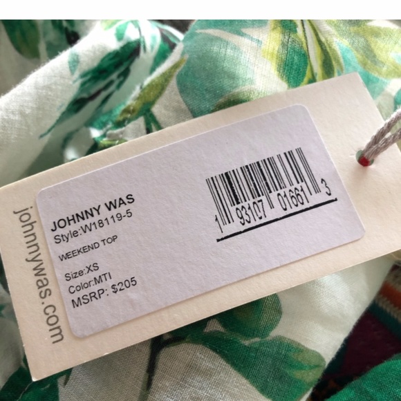 Johnny Was Cap Sleeve Tropical Top XS - Picture 5 of 8